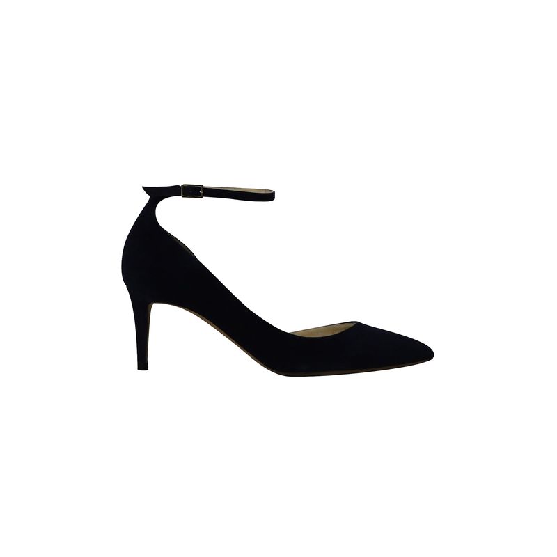 Jimmy Choo Mid Heel Pointed Pumps In Navy Blue Suede